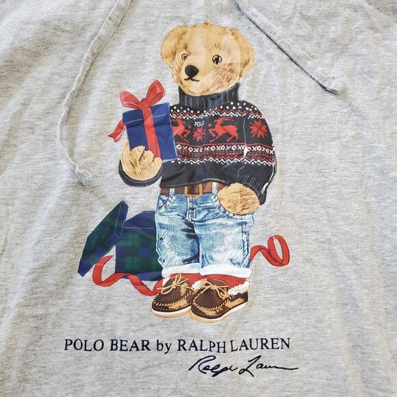 Polo Ralph Lauren Polo Bear Hoodie Tee Mens Medium Graphic Long Sleeve Pullover - Picture 3 of 8